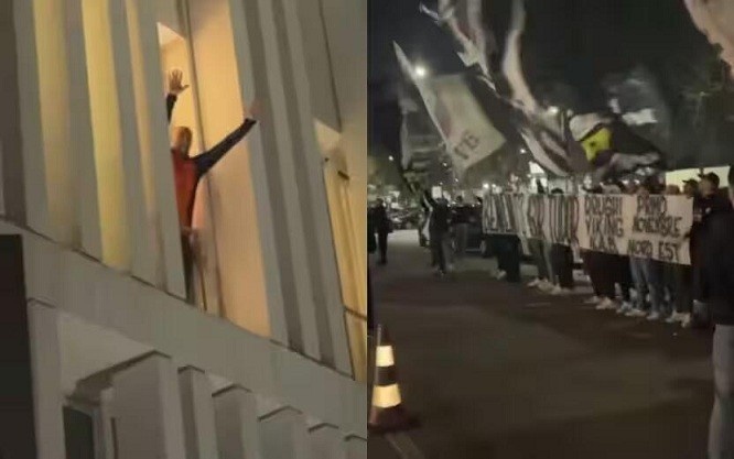 都體：尤文球迷來(lái)到酒店外支持新主帥，圖多爾向球迷們揮手致意